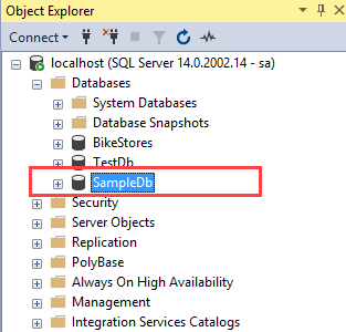 SQL Server CREATE DATABASE using SSMS step 3