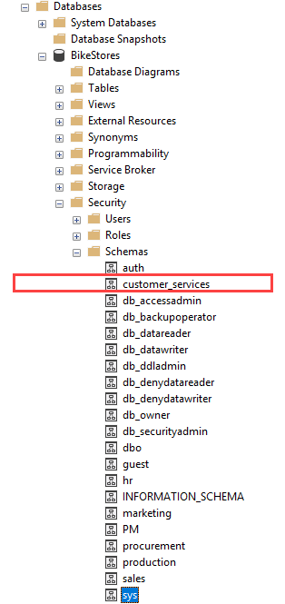 SQL Server CREATE SCHEMA