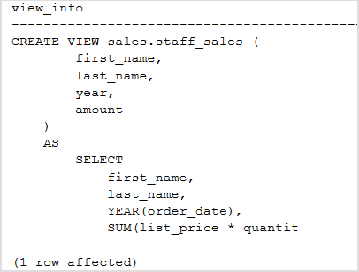 SQL Server Getting view information using object_definition stored procedure