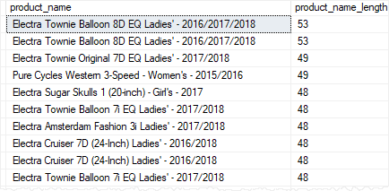 SQL Server LEN function example