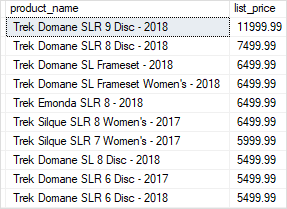 SQL Server OFFSET FETCH top 10 most expensive products