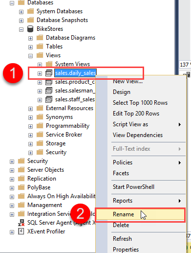 SQL Server Rename View Using SSMS