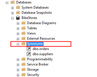 SQL Server Synonym using SSMS