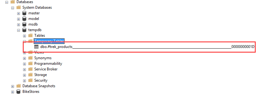 SQL Server Temporary Tables Example